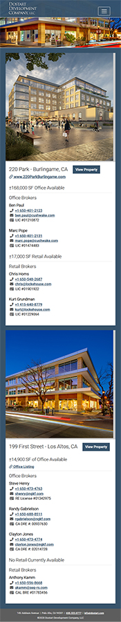Dostart available properties - mobile | website redesign and website programming